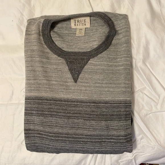 🇺🇸 True Nation Sweater 1XL beautiful gray graduated stripes 🇺🇸 - Picture 1 of 7